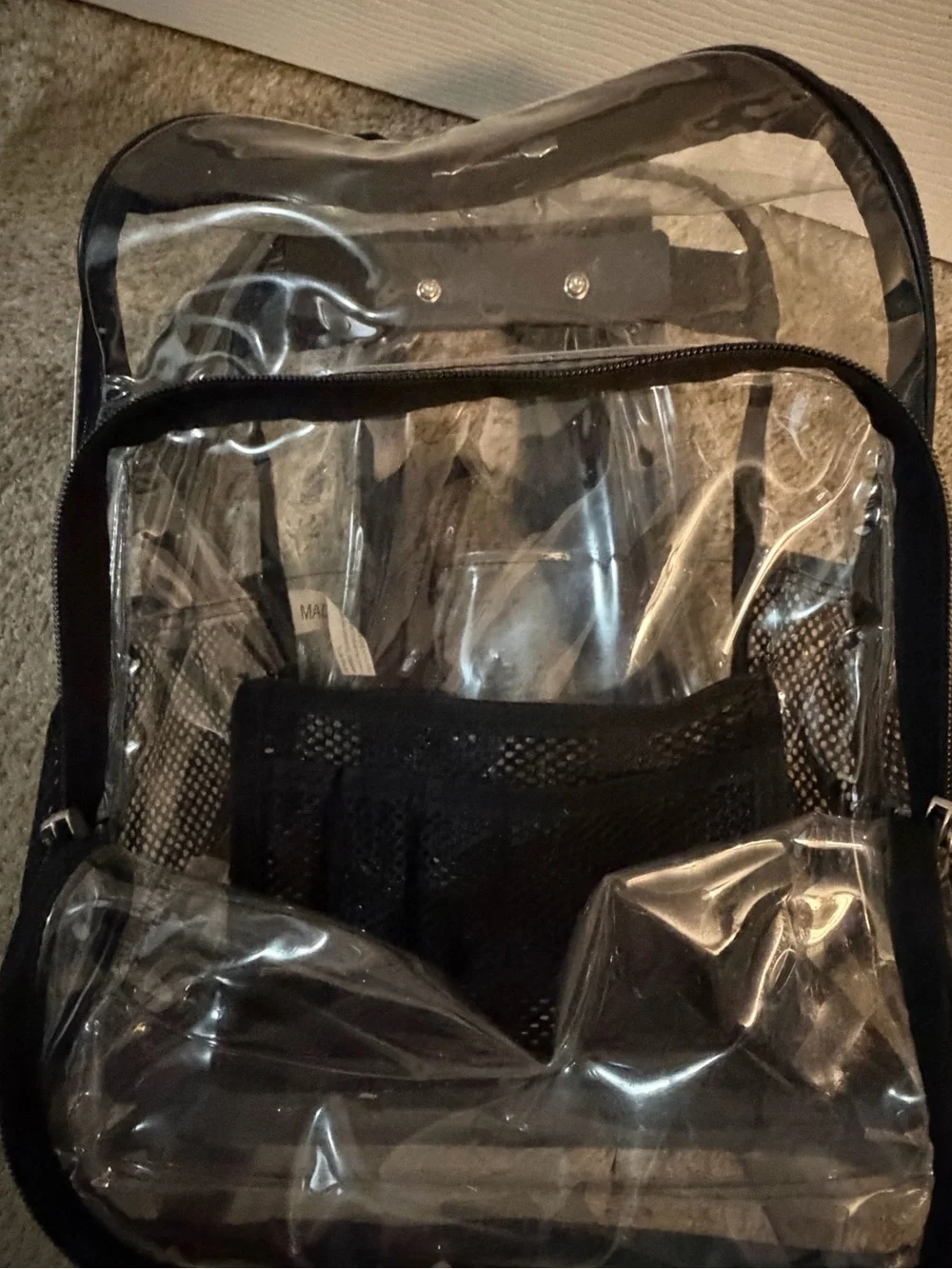 Clear Black PVC Backpack – Transparent Men’s Bag